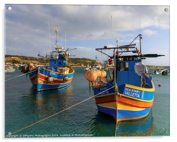 Marsaxlokk Fishing Boats Acrylic by DiFigiano Photography