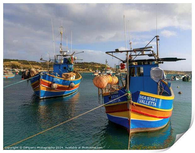 Marsaxlokk Fishing Boats Print by DiFigiano Photography