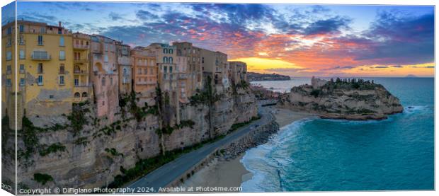 Tropea Panorama Sunset Canvas Print by DiFigiano Photography
