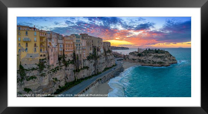 Tropea Panorama Sunset Framed Mounted Print by DiFigiano Photography