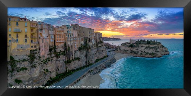 Tropea Panorama Sunset Framed Print by DiFigiano Photography