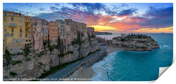 Tropea Panorama Sunset Print by DiFigiano Photography