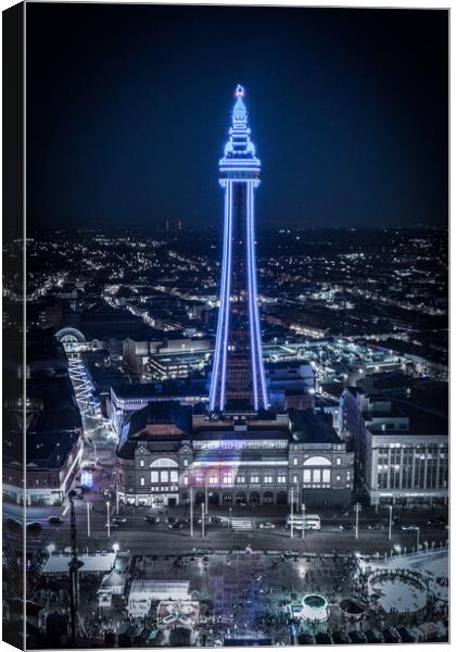 Blackpool Tower Blue Canvas Print by Apollo Aerial Photography