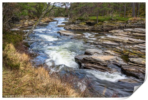 River Dee near Braemar on Royal Deeside, Scotland Print by Angus McComiskey