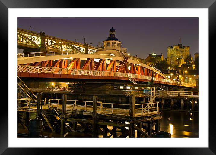 Newcastle Swing Bridge and Castle. Framed Mounted Print by Kevin Tate