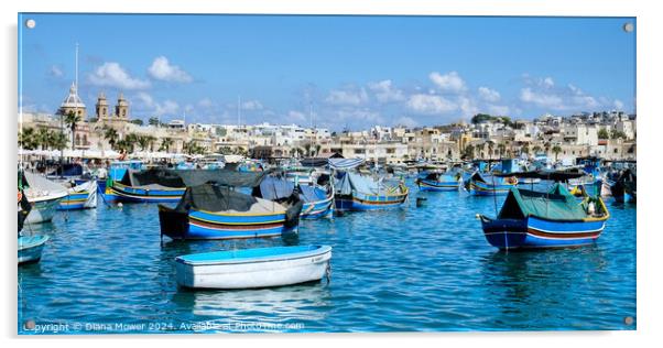 Marsaxlokk Fishing Village Acrylic by Diana Mower