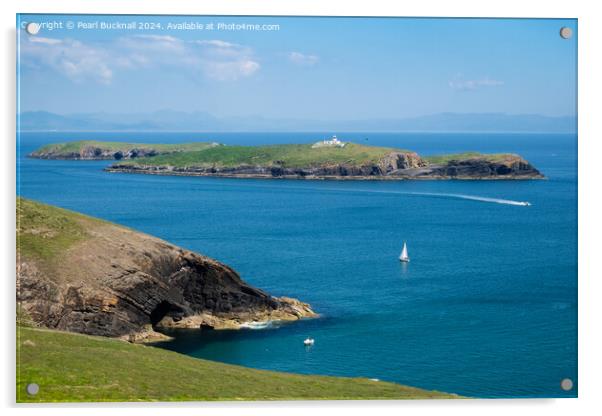 St Tudwal's Island West from the Llyn Peninsula Acrylic by Pearl Bucknall