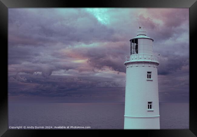 Trevose Head Lighthouse Dramatic Framed Print by Andy Durnin