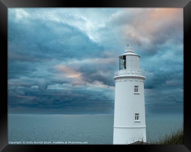 Trevose Head Lighthouse Dramatic Framed Print by Andy Durnin