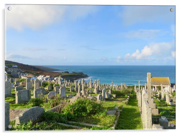 Barnoon Cemetery St Ives Cornwall  Acrylic by Beryl Curran