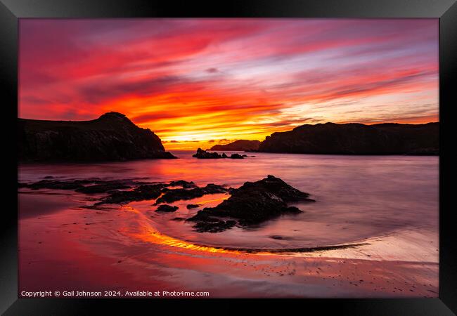 Sunset at Porth Dafarch Beach, Isle of Anglesey, Uk Framed Print by Gail Johnson