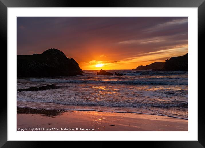 Sunset at Porth Dafarch Beach, Isle of Anglesey, Uk Framed Mounted Print by Gail Johnson