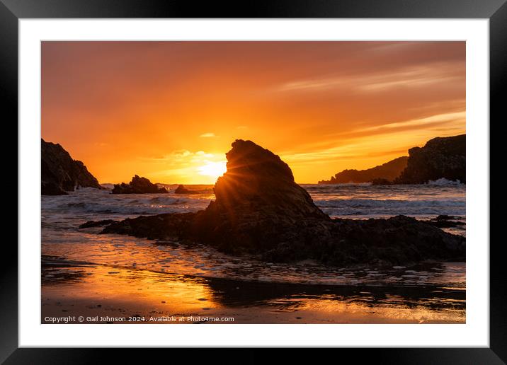 Sunset at Porth Dafarch Beach, Isle of Anglesey, Uk Framed Mounted Print by Gail Johnson