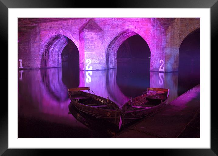 Lumiere 2011 Elvet Bridge Framed Mounted Print by alan willoughby