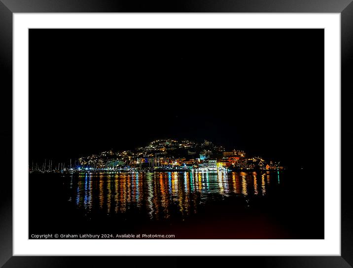 Kingswear Harbour at Night Framed Mounted Print by Graham Lathbury