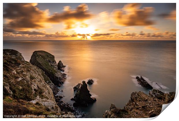 Sunset over the sea on the Island of Angelsey , North Wales  Print by Gail Johnson