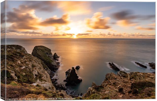 Sunset over the sea on the Island of Angelsey , North Wales  Canvas Print by Gail Johnson