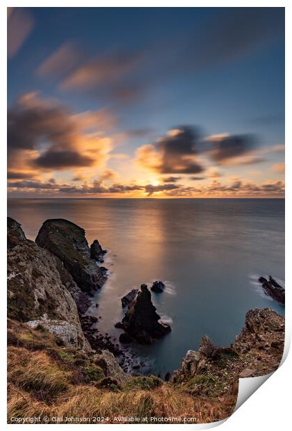Sunset over the sea on the Island of Angelsey , North Wales  Print by Gail Johnson