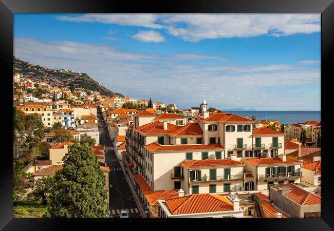 Roof Tops of Funchal Framed Print by Roger Green