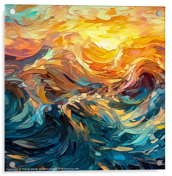 Turbulent Seas Acrylic by Harold Ninek