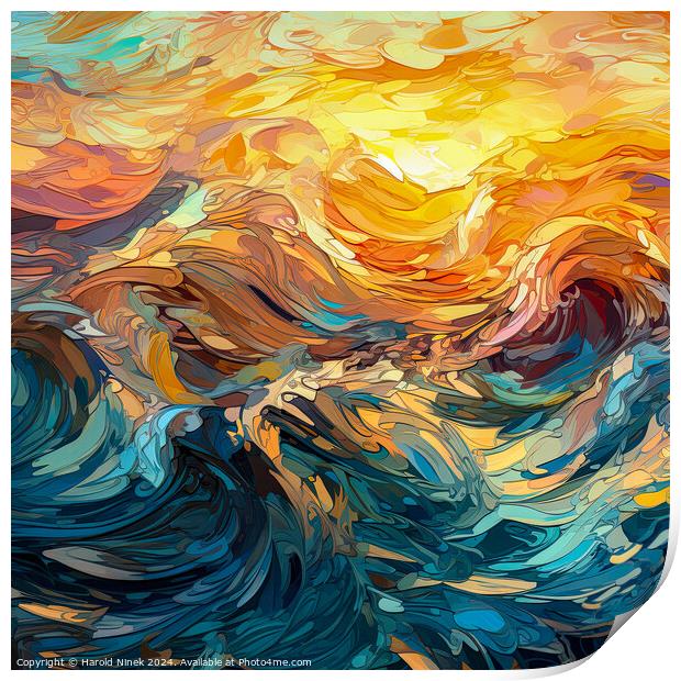 Turbulent Seas Print by Harold Ninek