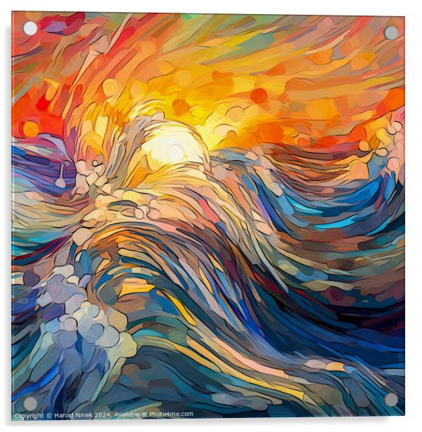Sunrise Over Stormy Seas Acrylic by Harold Ninek
