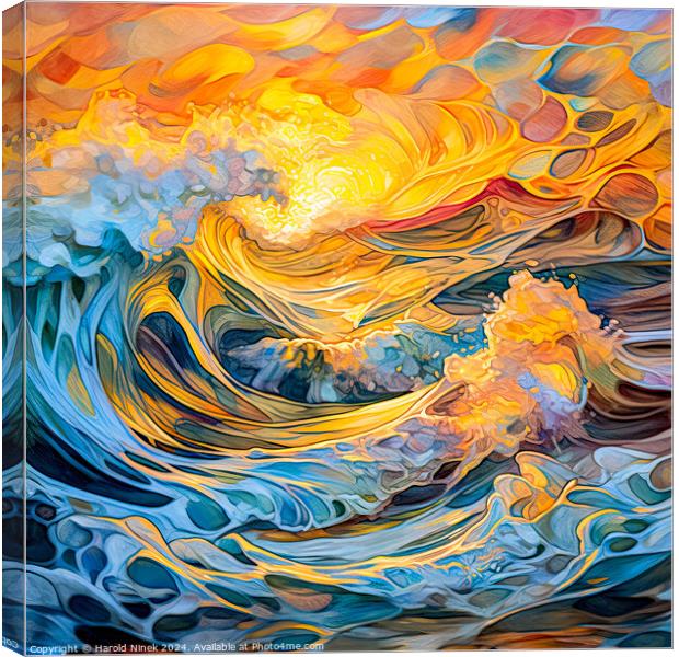 Turbulent Sea at Sunrise Canvas Print by Harold Ninek