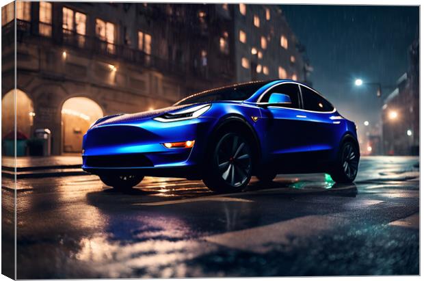 Tesla Model Y Canvas Print by Picture Wizard