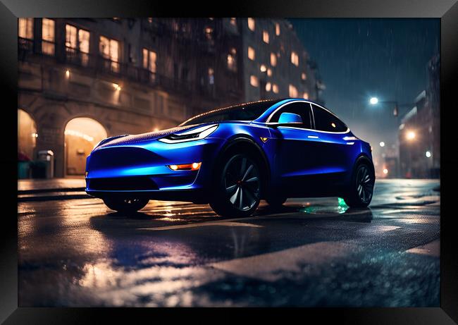 Tesla Model Y Framed Print by Picture Wizard