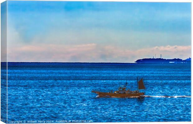 Colorful Fishing Boat Sagami Bay Pacific Ocean Izu Peninsula Kan Canvas Print by William Perry