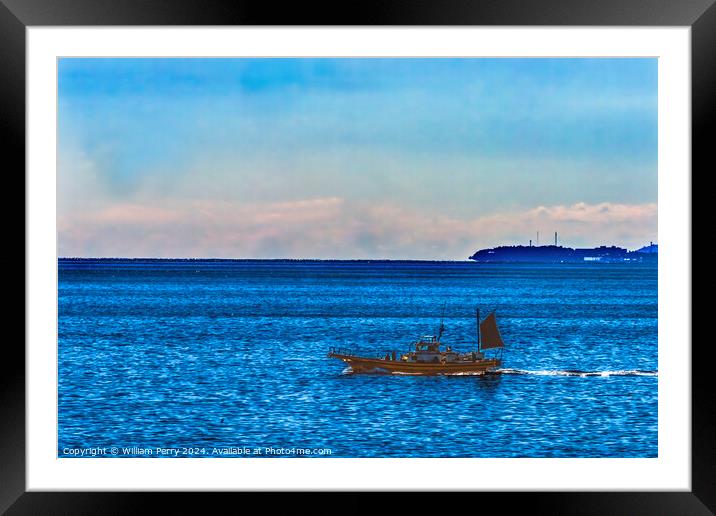 Colorful Fishing Boat Sagami Bay Pacific Ocean Izu Peninsula Kan Framed Mounted Print by William Perry