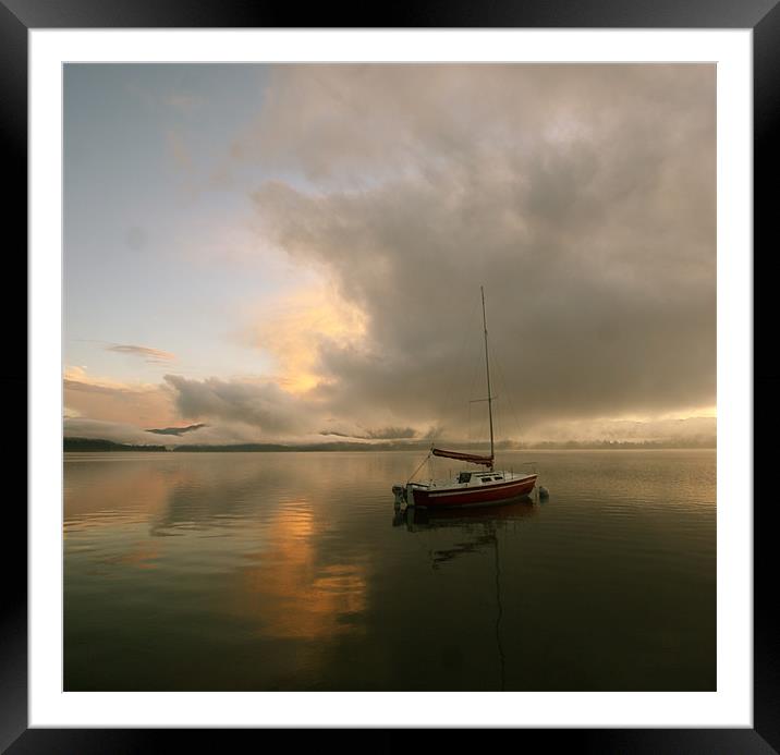 Sailboat Lake Sunrise Framed Mounted Print by Ben Murray