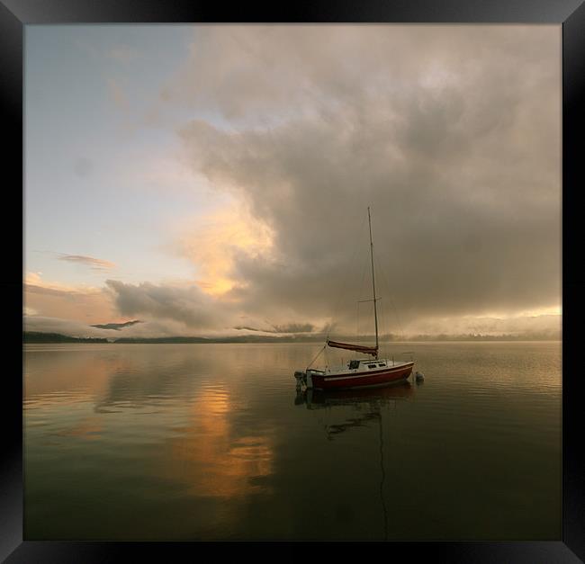 Sailboat Lake Sunrise Framed Print by Ben Murray
