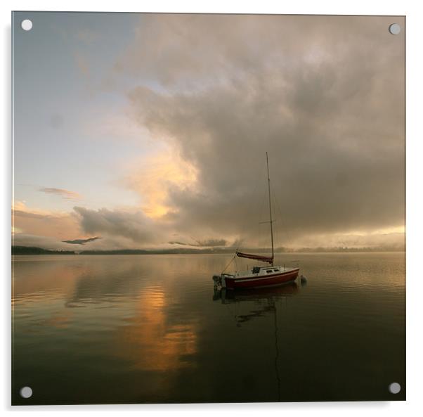 Sailboat Lake Sunrise Acrylic by Ben Murray