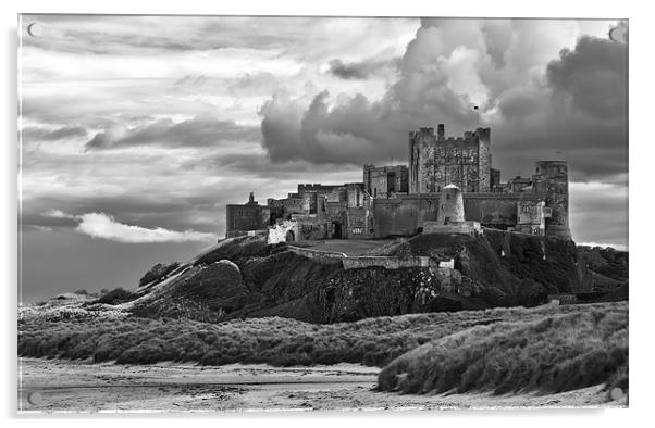 Cloudy Bamburgh Castle Acrylic by Kevin Tate
