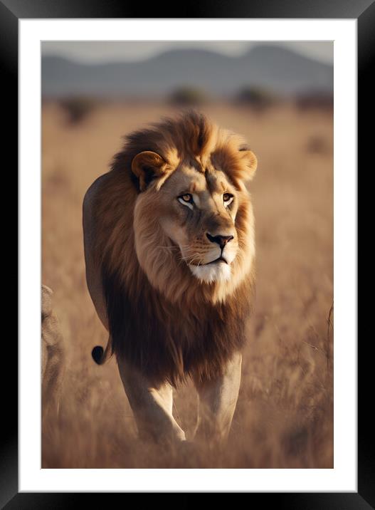 A lion looking at the camera Framed Mounted Print by Picture Wizard