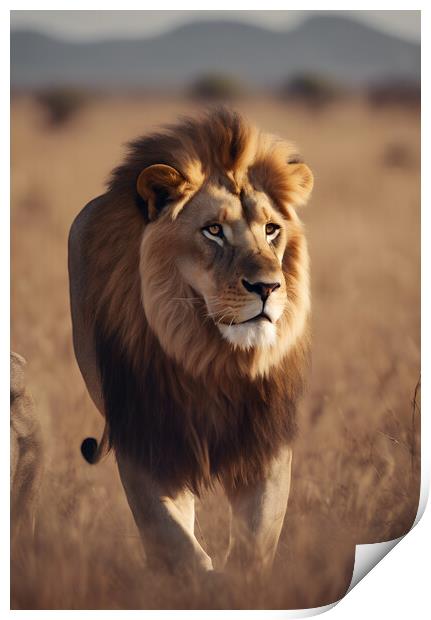 A lion looking at the camera Print by Picture Wizard