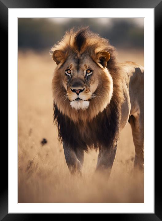 A lion  Framed Mounted Print by Picture Wizard