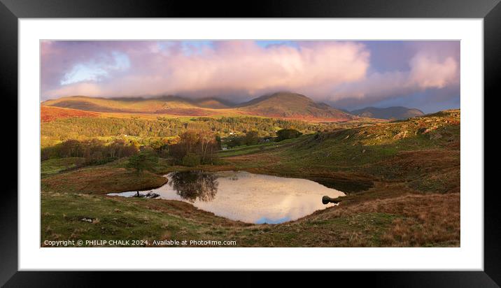 Kelly hall tarn and the 0ld man of Coniston 1019 Framed Mounted Print by PHILIP CHALK