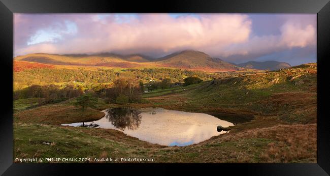 Kelly hall tarn and the 0ld man of Coniston 1019 Framed Print by PHILIP CHALK