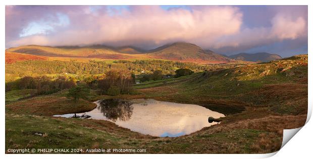 Kelly hall tarn and the 0ld man of Coniston 1019 Print by PHILIP CHALK