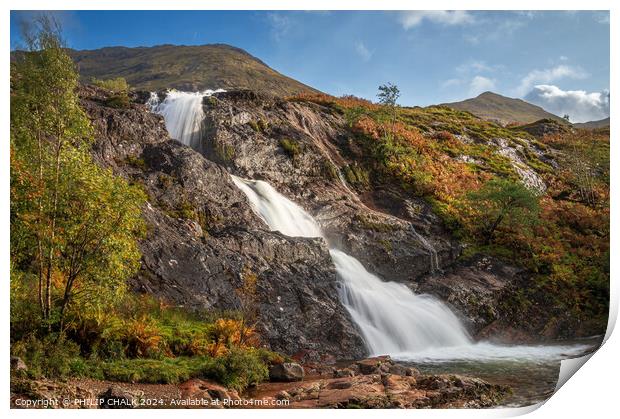 Glencoe falls three waters Scotland waterfalls 102 Print by PHILIP CHALK