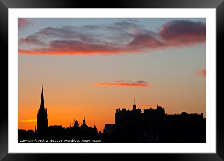 Sunset city, Edinburgh castle, Scotland, UK Framed Mounted Print by Arch White