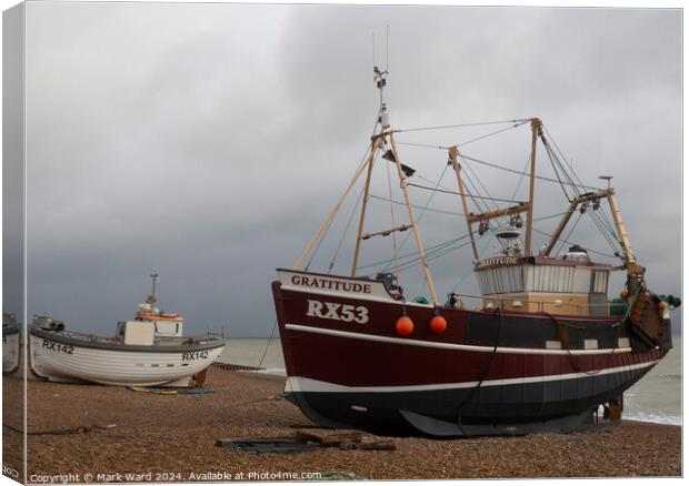 The Landing in Hastings. Canvas Print by Mark Ward