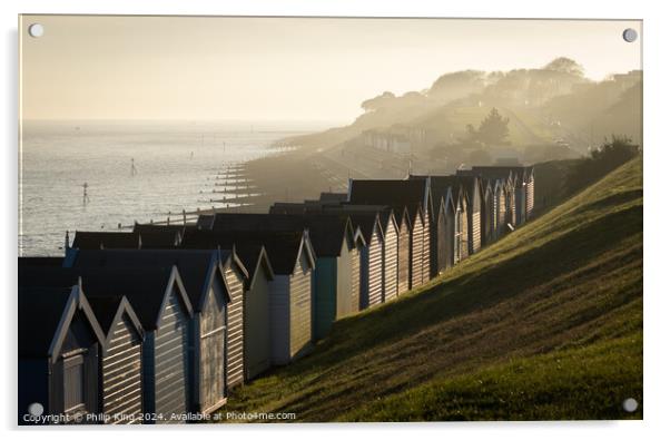 Felixstowe Beach Huts Acrylic by Philip King