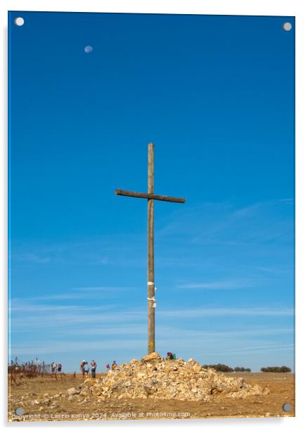 Cross on the Way - Alto Cruceiro Acrylic by Laszlo Konya