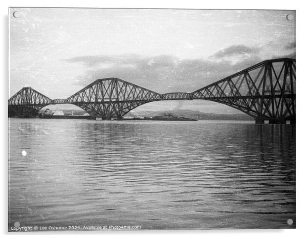 Forth Bridge In A Vintage Style Acrylic by Lee Osborne