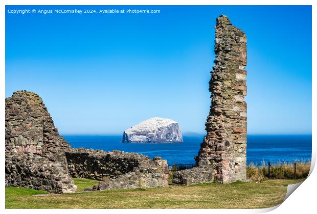 The Bass Rock from Tantallon Castle, East Lothian Print by Angus McComiskey