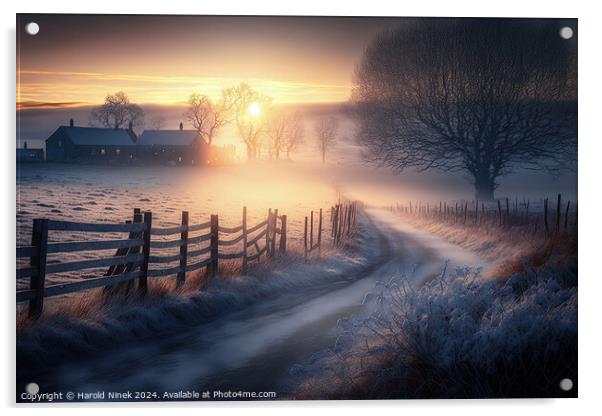 Misty Winter Sunrise I Acrylic by Harold Ninek