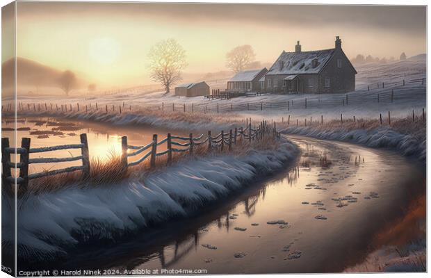 Misty Winter Sunrise III Canvas Print by Harold Ninek